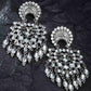 Tehzeeb Creations Women's Silver Colour Oxidised Earrings With Kundan | Swadesiicart