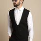 Even Apparels Men's Black Double Breast Waistcoat | Swadesiicart