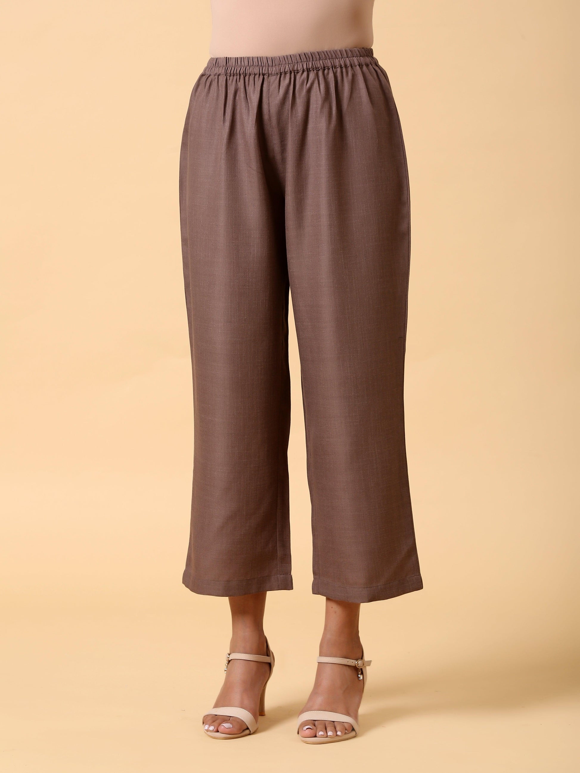 trueBrowns Cotton Linen Burnt Brown Boxy Fit Co-Ord Set - Swadesiicart