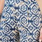 InWeave Peacock Blue White Moroccan Print Round Neck Kurta Set - Swadesiicart
