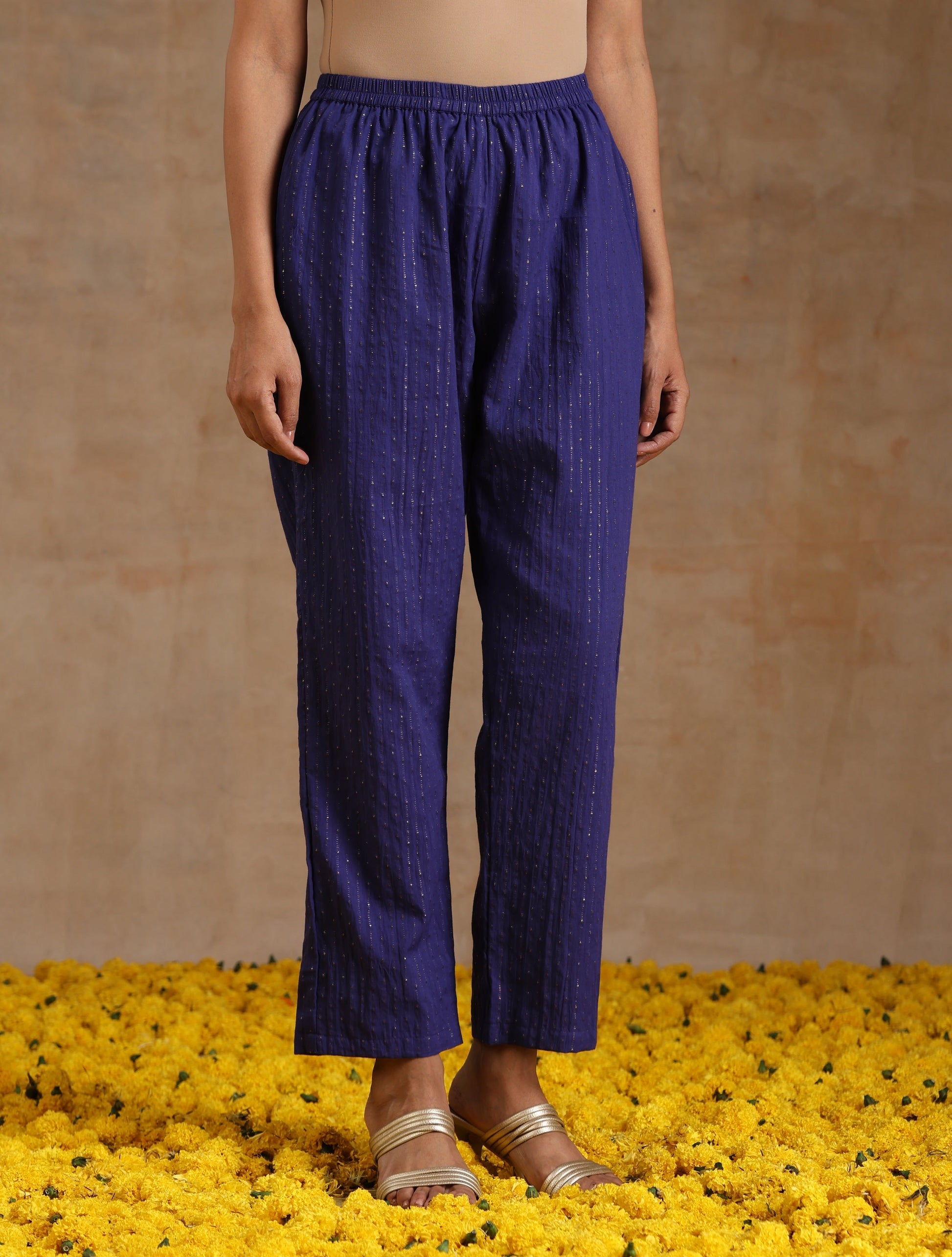 trueBrowns Spectrum Blue Gold Cotton Angrakha Kurta Set | Swadesiicart