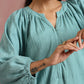 trueBrowns Aqua Blue Cotton Dobby Dress | Swadesiicart