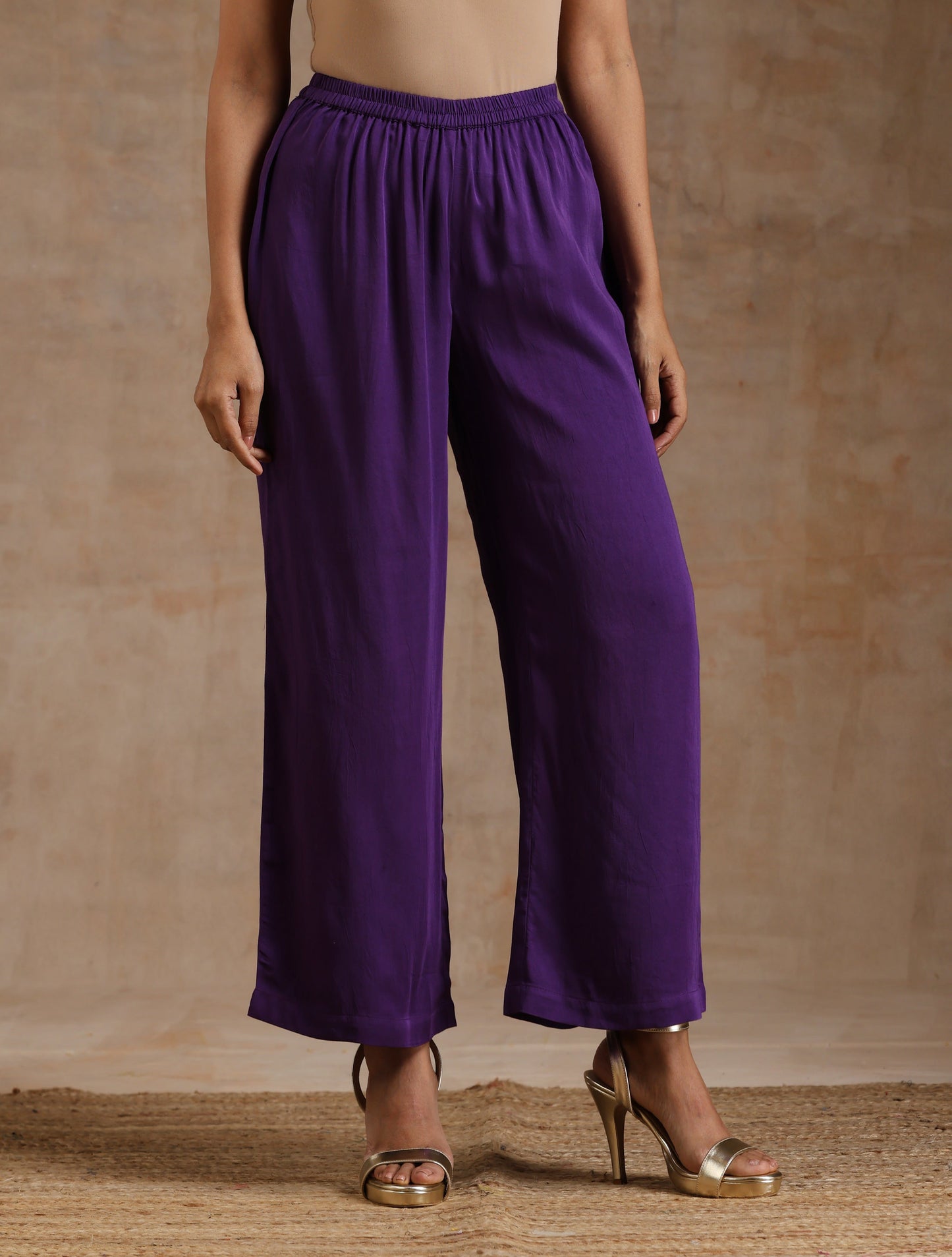 trueBrowns Violet Modal Satin Anarkali Set | Swadesiicart