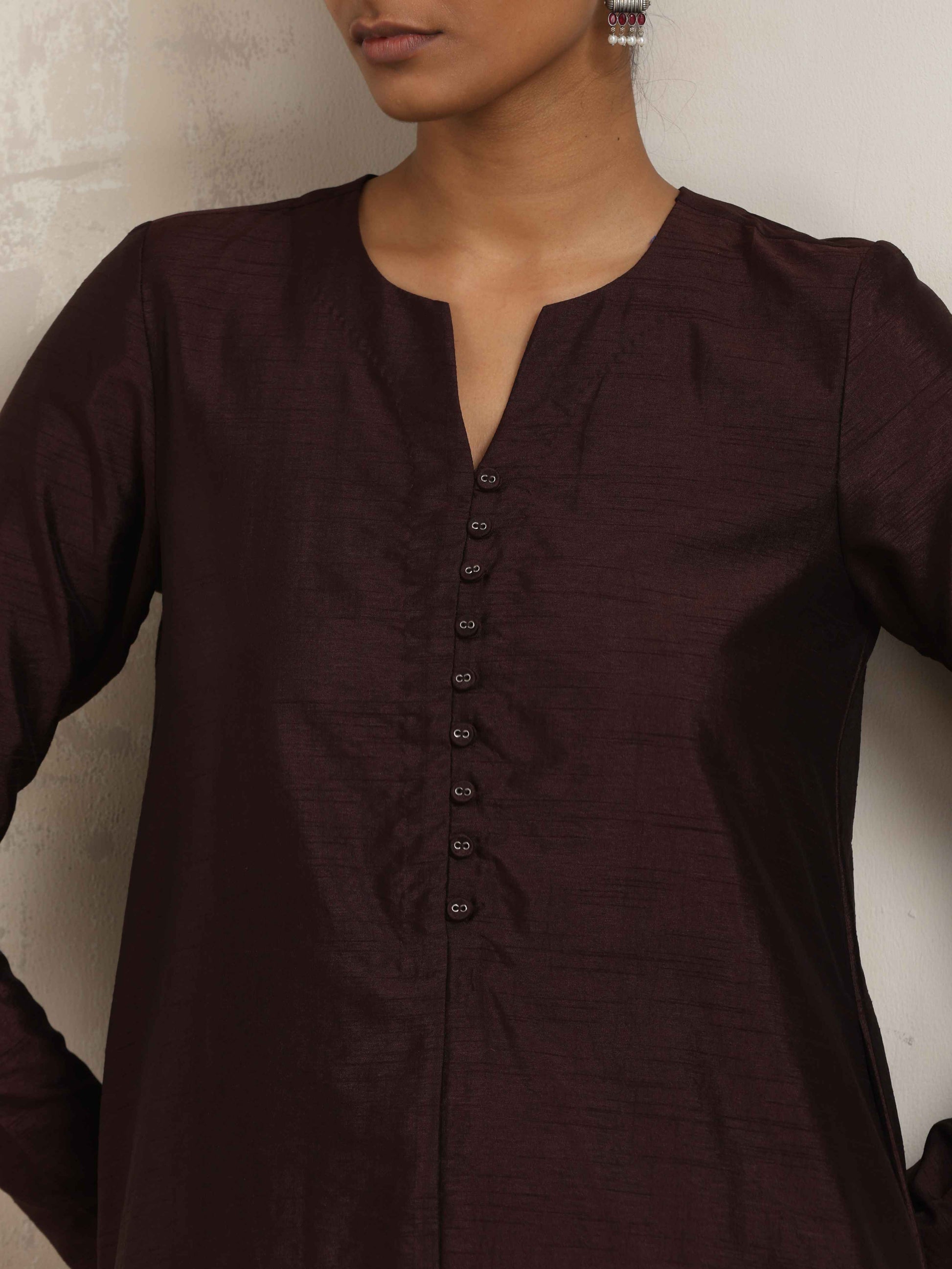 trueBrowns Cola Silk Kurta Co-ord Set - Swadesiicart