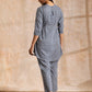 trueBrowns Steel Grey Ikat Print Cotton Gathers Co-Ord Set - Swadesiicart