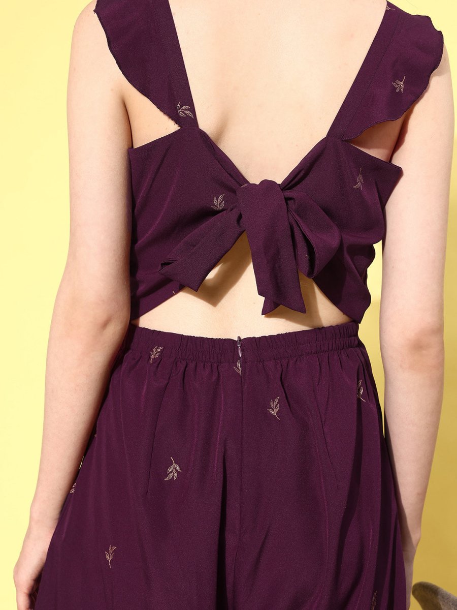 Ahalyaa Printed Basic Jumpsuit with Ruffles | Swadesiicart