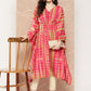 Ahalyaa Women Printed Flared Sleeves Gotta Patti Belted Detail Crepe Kaftan Kurta | Swadesiicart