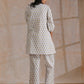 trueBrowns Multi Color Floral Booti Print Cotton V-Square Neck Co-Ord Set - Swadesiicart