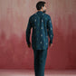 trueBrowns Men's Blue Ikat Print Mandarin Collar Kurta Co-ord set - Swadesiicart