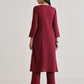 trueBrowns Maroon Angrakha Kurta Set | Swadesiicart