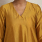trueBrowns Gold Orange Silk A-line Kurta Set | Swadesiicart