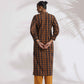 trueBrowns Black Cotton Print Straight Kurta Set | Swadesiicart