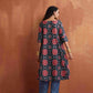 trueBrowns Black Ajrak Print A-line Kurta Set | Swadesiicart