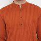 Even Apparels Rust Pure Cotton Kurta With Band Collar | Swadesiicart