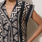 trueBrowns Beige Cotton Geometric Print Jacket Co-ord Set - Swadesiicart