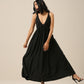 trueBrowns Black Slub Texture Sleeveless Dress | Swadesiicart