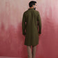 trueBrowns Men's Olive green Mandarin Collar Kurta | Swadesiicart