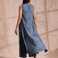 trueBrowns Indigo Dabu Zig-Zag Lines Print Cotton Sleeveless Kurta Pant Set | Swadesiicart