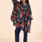 trueBrowns Purple Cotton Ikat Kaftan Co-ord Set - Swadesiicart