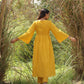 trueBrowns Mustard Cotton Embroidered Flared Kurta Set | Swadesiicart