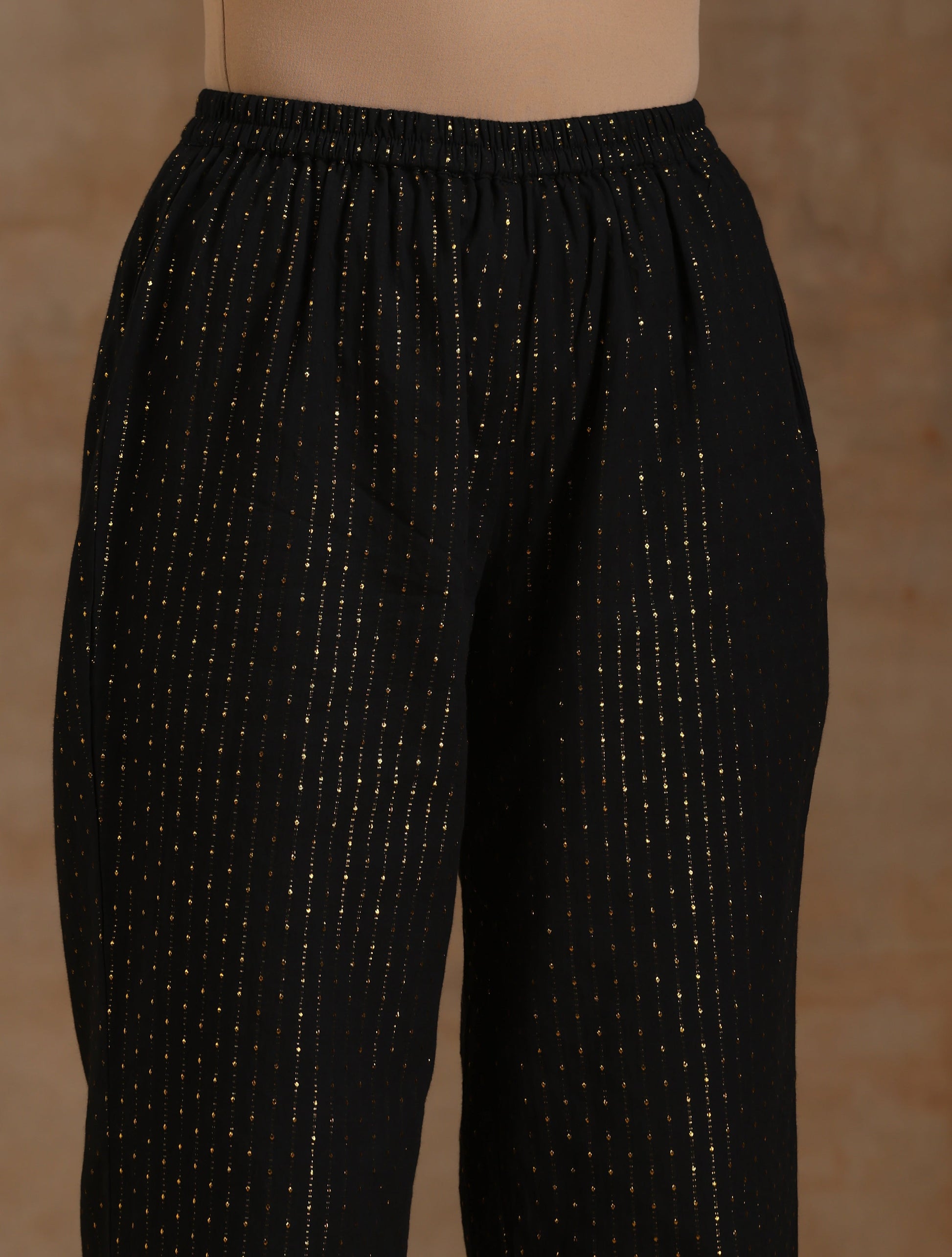 trueBrowns Black Gold Cotton Angrakha Kurta Set | Swadesiicart