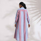 trueBrowns Blue Cotton Stripe Flared Shirt Dress | Swadesiicart