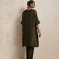 trueBrowns Olive Green Tissue Kurta Co-ord Set - Swadesiicart