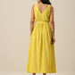trueBrowns Lime Slub Texture Sleeveless Wrap Dress | Swadesiicart