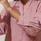 trueBrowns Pink Cotton Linen Kurta Pant Set | Swadesiicart
