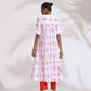 trueBrowns White Cotton Print Flared Kurta Set | Swadesiicart