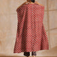 trueBrowns Rust Red Bagru Floral Print Cotton Panel Kaftan Kurta Pant Set | Swadesiicart