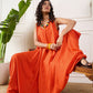 InWeave Orange Round Sleeveless Jumpsuit - Swadesiicart