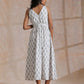 trueBrowns Green Buta On White Block Print Cotton Sleeveless Wrap Dress | Swadesiicart