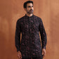 trueBrowns Men's Black Floral Printed Short Kurta | Swadesiicart