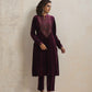 trueBrowns Purple Velvet Floral Embroidered Kurta Pant Dupatta Set | Swadesiicart