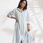 trueBrowns White Cotton Multi Stripe Shirt Dress | Swadesiicart
