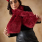 InWeave Women's Bright Rust Faux Fur Neck Warmer - Swadesiicart