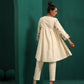 trueBrowns Ivory Multi Color Cotton Yoke Gathered Co-ord Set - Swadesiicart