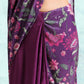 trueBrowns Wine Printed Velvet Ready to Wear Saree | Swadesiicart