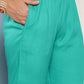 InWeave Women's Teal Lace Work Straight Strappy Kurta Set With Lime Green Chiffon Dupatta - Swadesiicart