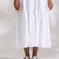 trueBrowns White Cotton Schiffli Tier Dress | Swadesiicart