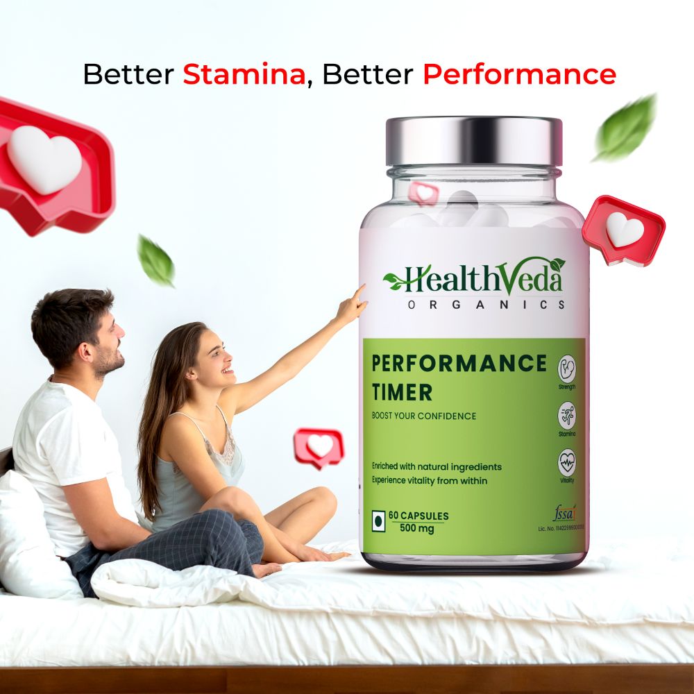 Health Veda Organics Performance Timer Veg Capsules For Men | Swadesiicart
