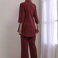 trueBrowns Ruby Wine Dobby Collar Short Co-Ord Set - Swadesiicart