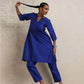 trueBrowns Blue Silk Kurta Co-ord Set - Swadesiicart