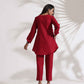 trueBrowns Maroon Slub Co-ord Set - Swadesiicart