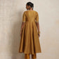 trueBrowns Gold Tissue Flared Anarkali Kurta Set | Swadesiicart
