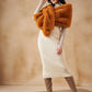InWeave Women's Carrot Orange Long Faux Fur Cape - Swadesiicart