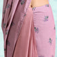 trueBrowns Light Mauve Printed Velvet Ready to Wear Saree | Swadesiicart