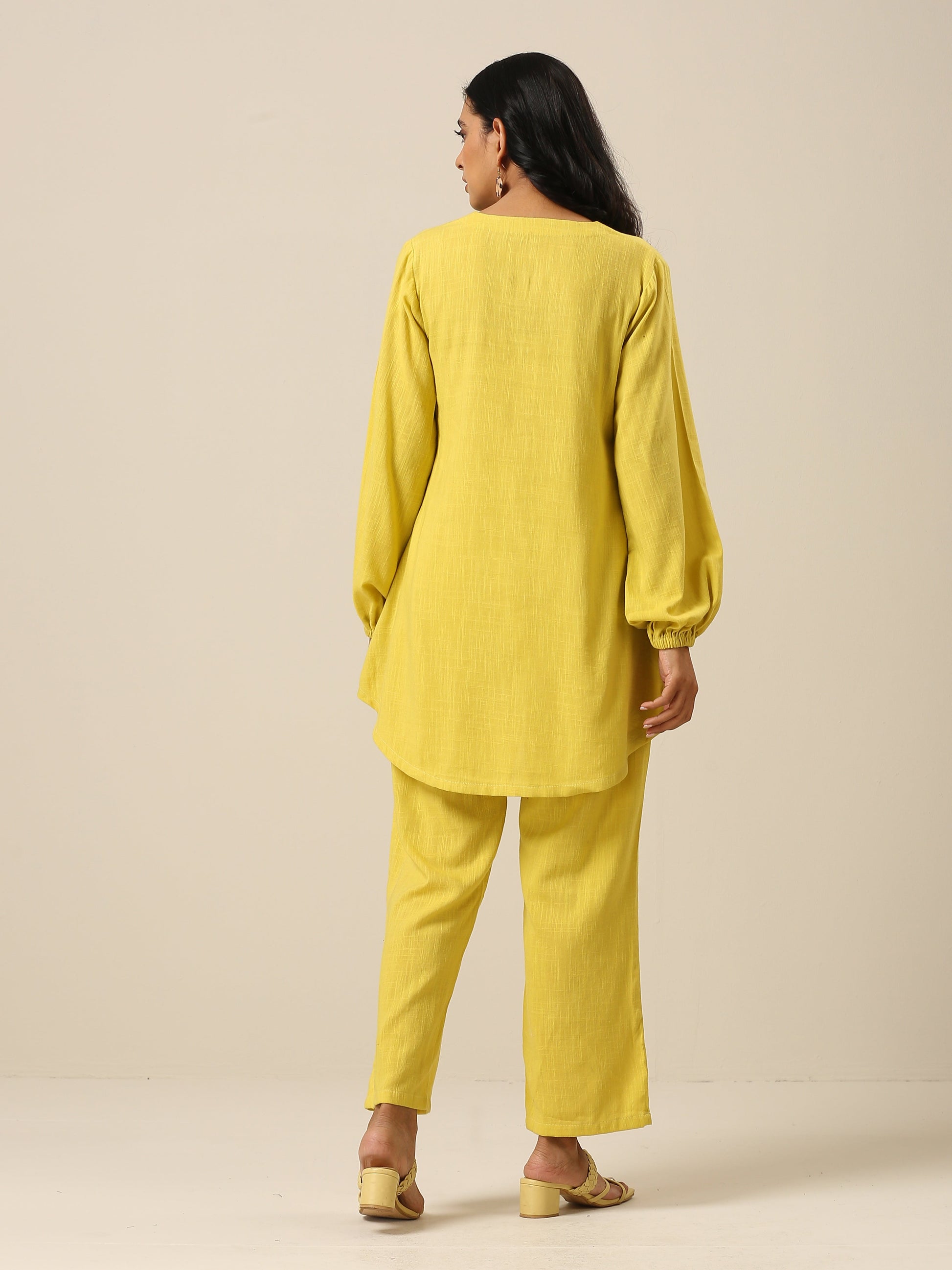 trueBrowns Lime Slub Textured Short Co-Ord Set - Swadesiicart