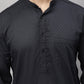Even Apparels Black Pure Cotton Kurta With Band Collar | Swadesiicart